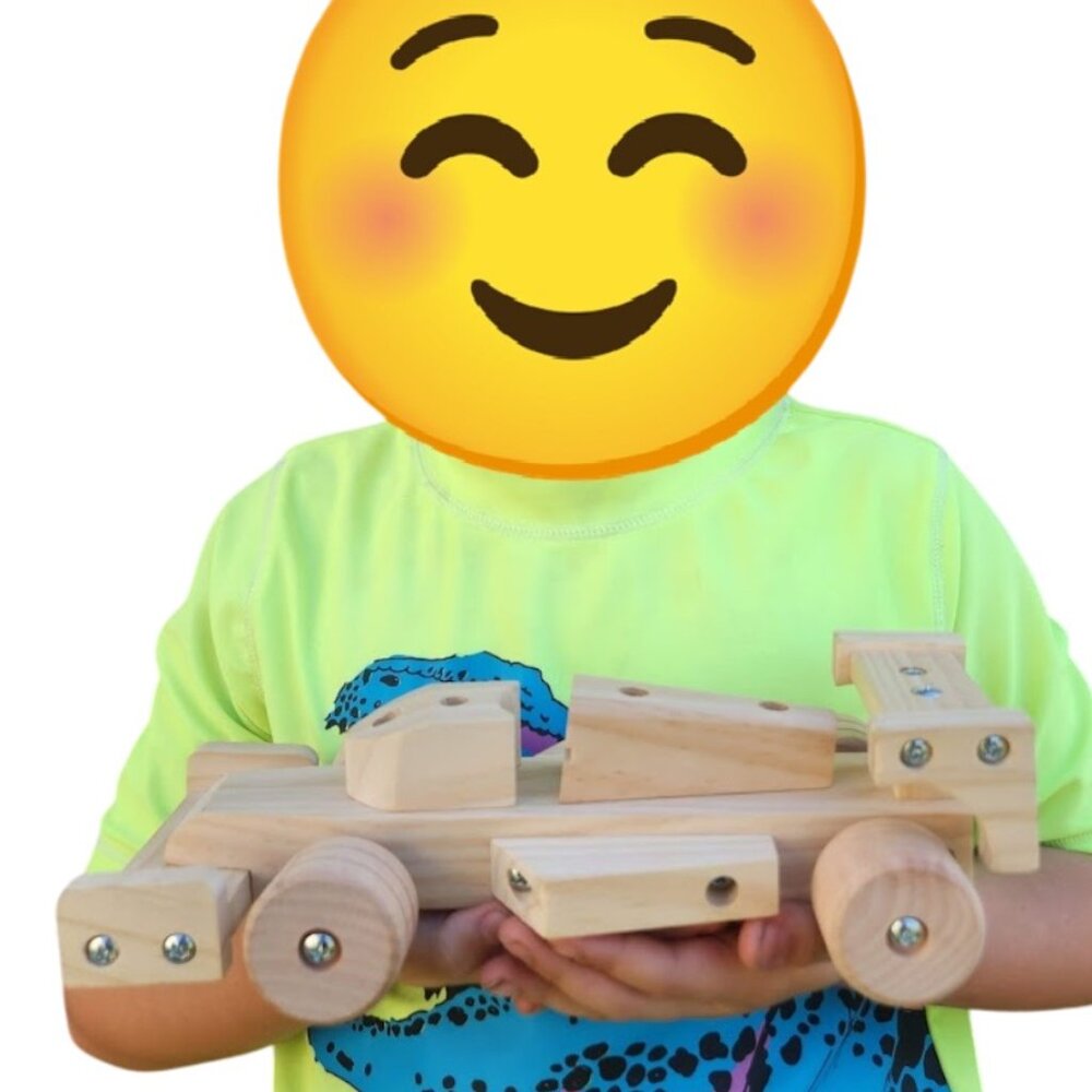 NEW HANDMADE Wooden Race Car Toy Racecar Paint-it-Yourself Craft Handbuilt Wood